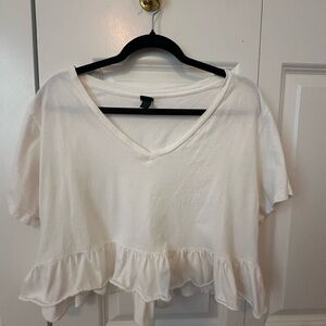 White wild fable flowy short sleeve